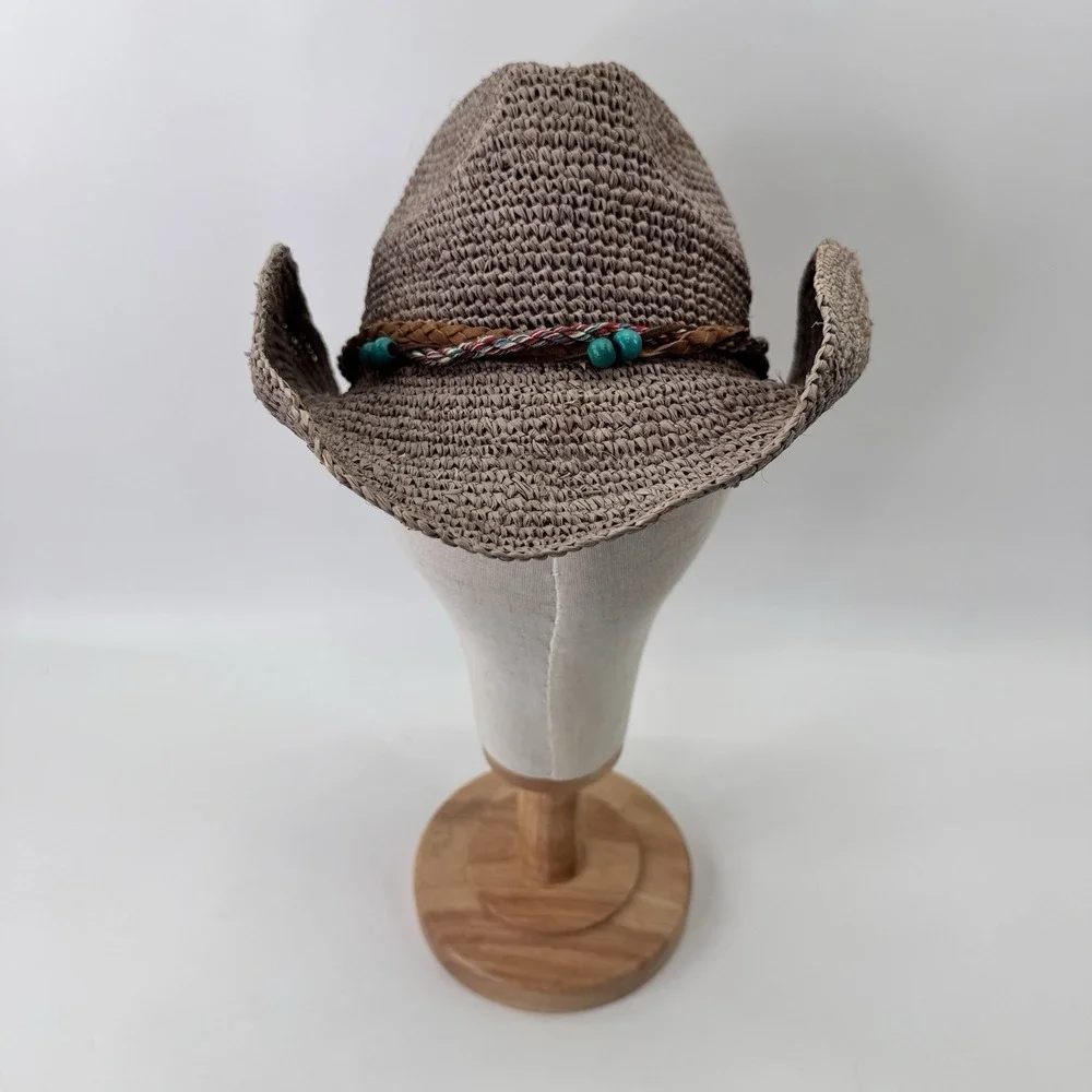 Wallaroo Neutral Straw Beach Sun Hat with Braided Accent